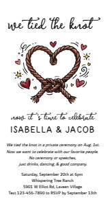 tied the knot doodle reception only invitation for phone: tied the knot doodle reception only invitation