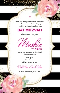Bat Mitzvah - Black Stripes Pink design preview