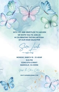 Bat Mitzvah - Blue Butterfly design preview