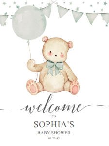 TeddyBear_WelcomeSign_GreenBabyShower_18x24: 1250137467