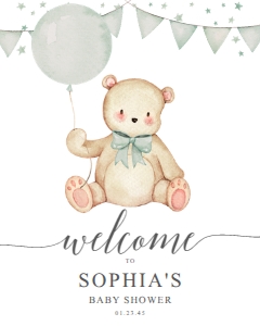 TeddyBear_WelcomeSign_GreenBabyShower_8x10: 1250137467