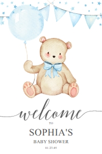 TeddyBear_WelcomeSign_BlueBabyShower_24x36: 1250133255