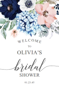 NavyBlooms_WelcomeSign_24x36: 708613985