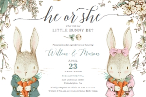 VintageRabbit_GenderReveal_HorizontalInvitation_4x6: 1390345171