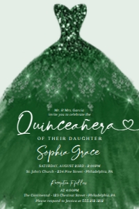EmeraldGreenDress_Quinceanera_Invite_4x6: 1395024293
