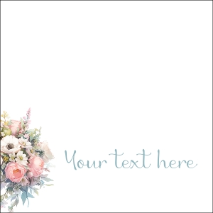 FCC906 Pink Blue Floral Table Tents / Place Cards: FCC906 Floral Bouquet Table Tents / Place Cards