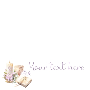 FCC910 First Communion Lavender Bible Candle Table Tents / Place Cards: FCC910 Lavender Bible Place Cards Table Tents