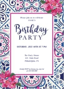 Bounganville Mediterranean Tiles Birthday design preview