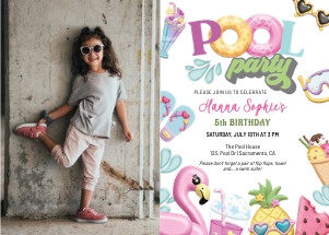 Pool Party Photo Invitation design preview