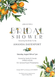 oranges citrus bridal shower design preview
