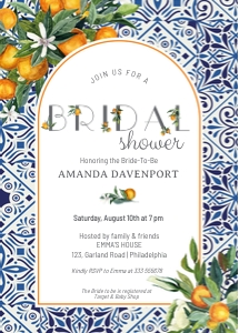 Tiles + oranges Bridal shower invite design preview