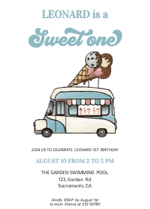 Retro ice cream truck 1st birthday boy design preview