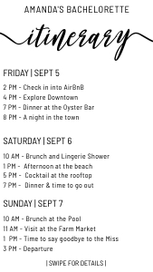 Calligraphy Bachelorette Itinerary design preview