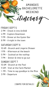 Citrus Bachelorette Itinerary design preview