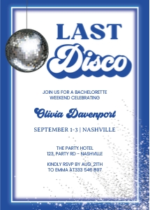 Last Disco Bachelorette invitation design preview