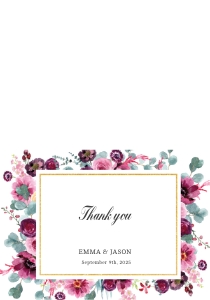 Autumn floral Thank you card design preview
