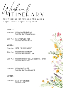 WILDFLOWERS Wedding itinerary design preview