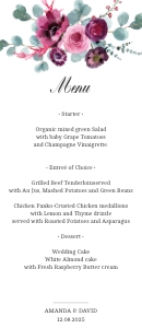 Autumn Burgundy Floral menu design preview