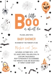 Halloween little Boo neutral invitation design preview