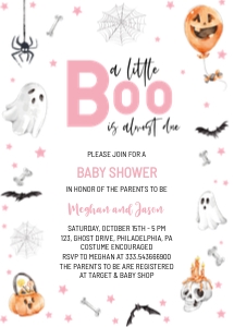little boo girl halloween baby shower design preview