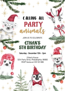 Christmas Birthday Party Invitation design preview