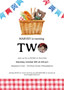 Picnic turning 2 photo invitation design preview
