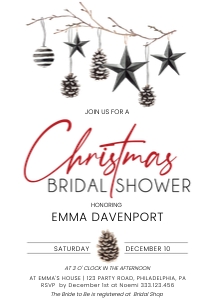 Christmas Ornament Bridal Shower Invitation design preview