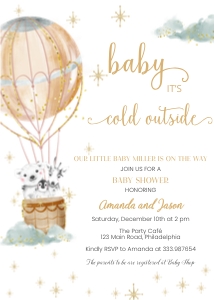 Winter Baby Shower Hotair Balloon neutral design preview