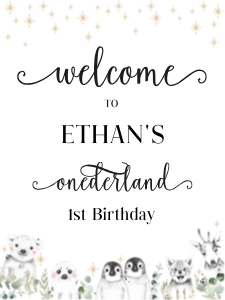 Winter onederland welcome sign 18x24 design preview