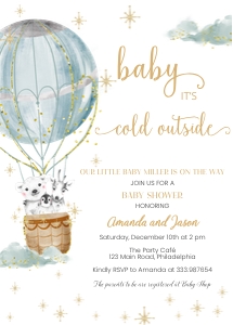 Winter Baby Shower hotair balloon boy design preview