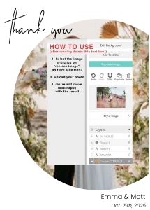 Circle minmalist boho Thank you photo card design preview
