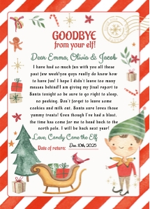 Elf goodbye letter design preview