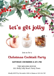 Christmas Cocktails Jolly Invitation design preview