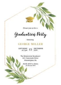 Greenery Graduation Photo Announcement Party design preview
