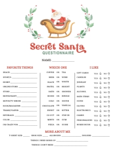 Secret Santa Modern questionnaire design preview