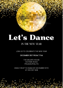 Let's dance new year disco ball design preview