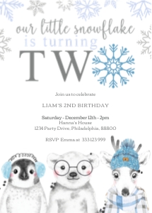 Snowflake boy 2nd birthday design preview