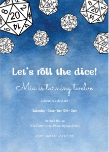 Roll the Dice Dnd Birthday Party Invitation design preview