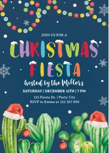 Christmas Fiesta Cacti Invitation design preview