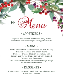 Christmas Menu Holly design preview