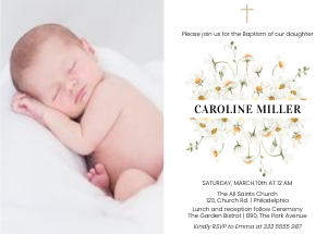 Baptism Photo Invitation Daisy w01 design preview