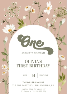 Daisy pink first Birthday w01 design preview