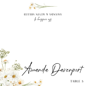 Wildflower Daisy Foldable Place Card design preview
