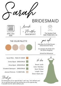 Bridesmaid terracotta infocard no photo design preview
