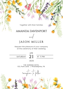 wildflowers wedding invitation card design preview