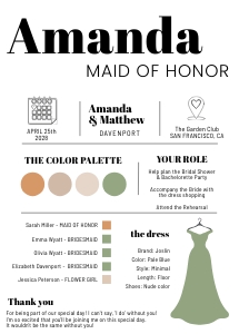 BRIDESMAID Bold Typographic sage green: Bridesmaid Infocard Typographic bold