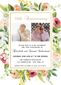 50th anniversary floral and gold design preview