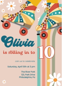skating groovy birthday: Skating groovy birthday invitation