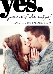 Bold Tipography yes minimalist wedding invitation design preview