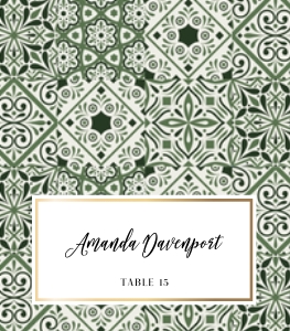 Green tiles tent place cards design preview